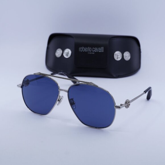 Final Price! Roberto Cavalli SRC008V 0579 Palladium/Blue Sunglasses - Picture 3 of 9